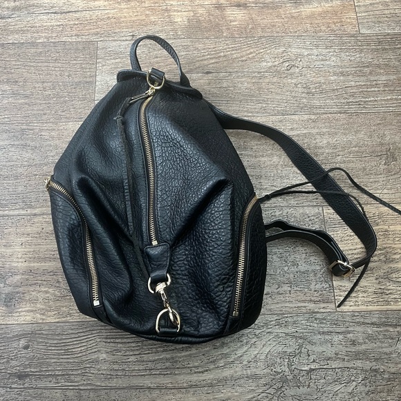 Rebecca Minkoff Black Leather Backpack with Gold Accents main image 7
